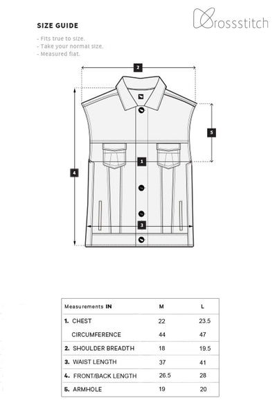 Sleeveless  Grey Men's Denim Jacket with Brass Button