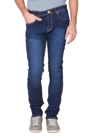 KROSSSTITCH Men's Straight Fit Denim Dark Blue Jeans