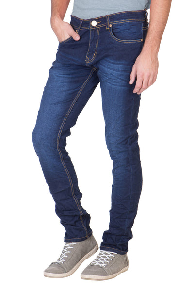 KROSSSTITCH Men's Straight Fit Denim Dark Blue Jeans