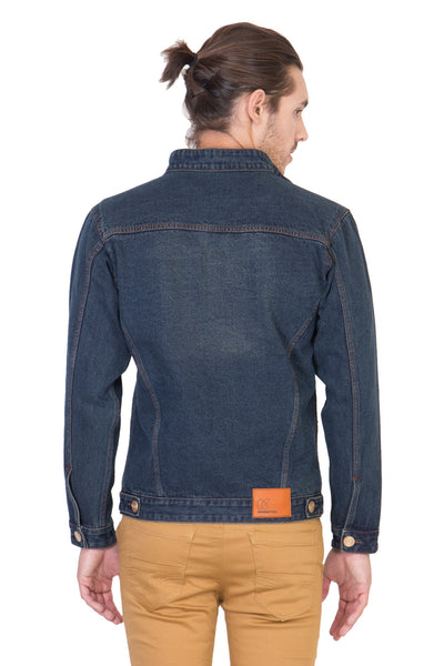 Full Sleeve Tinted Blue Men's Denim Jacket with Zipper