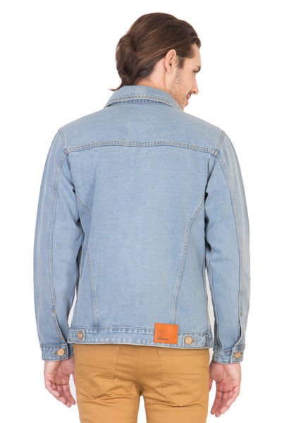 Full Sleeve Light Blue Men's Denim Jacket with Brass Buttons