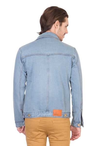 Full Sleeve Light Blue Men's Denim Jacket with Brass Buttons