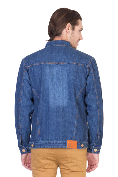 Full Sleeve Light Blue Men's Denim Jacket with Zipper